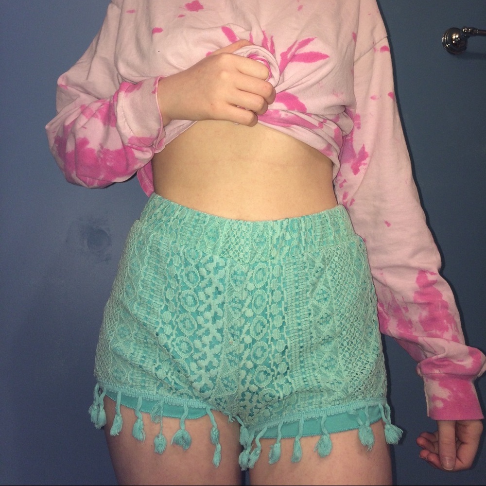 Blue lace shorts